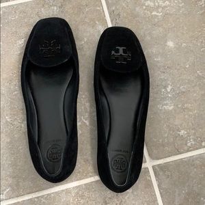 Black suede Tory Burch loafers